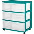 thumbnail image 1 of Sterilite 3 Drawer Wide Cart, Teal Sachet, 1 of 1