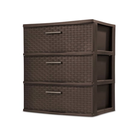 Sterilite 3-Drawer Wide Weave Storage Towers, Brown, 2 Count Pack