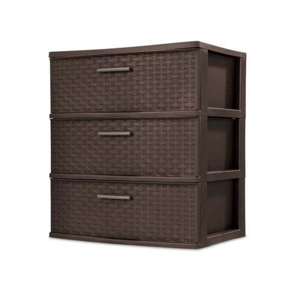 Sterilite 3-Drawer Wide Weave Storage Towers, Brown, 2 Count Pack