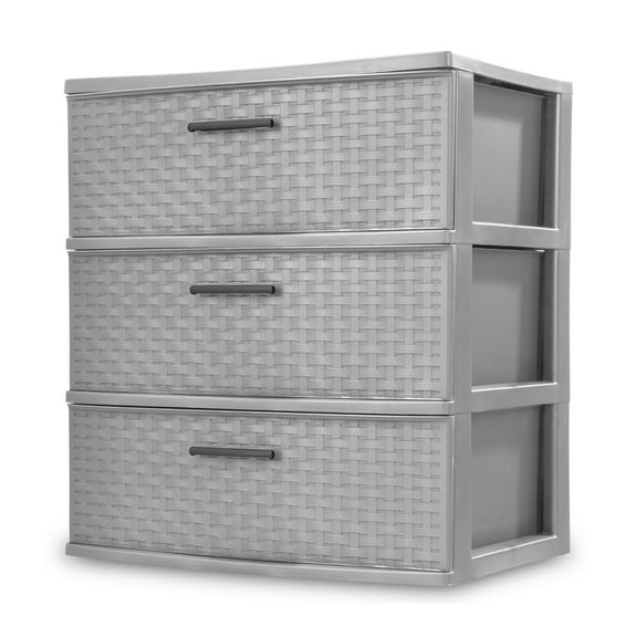 Sterilite 3 Drawer Wide Weave Tower Cement