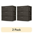(2 pack) Sterilite 3 Drawer Wide Weave Tower Plastic, Espresso