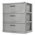 thumbnail image 1 of Sterilite 3 Drawer Wide Weave Tower, Plastic Décor Drawers with Pull Handles, Gray, 1 of 10