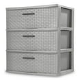 thumbnail image 1 of Sterilite Storage Drawer, 3 Drawer Plastic Weave Wide Tower with Pull Handles, Gray, 1 of 9