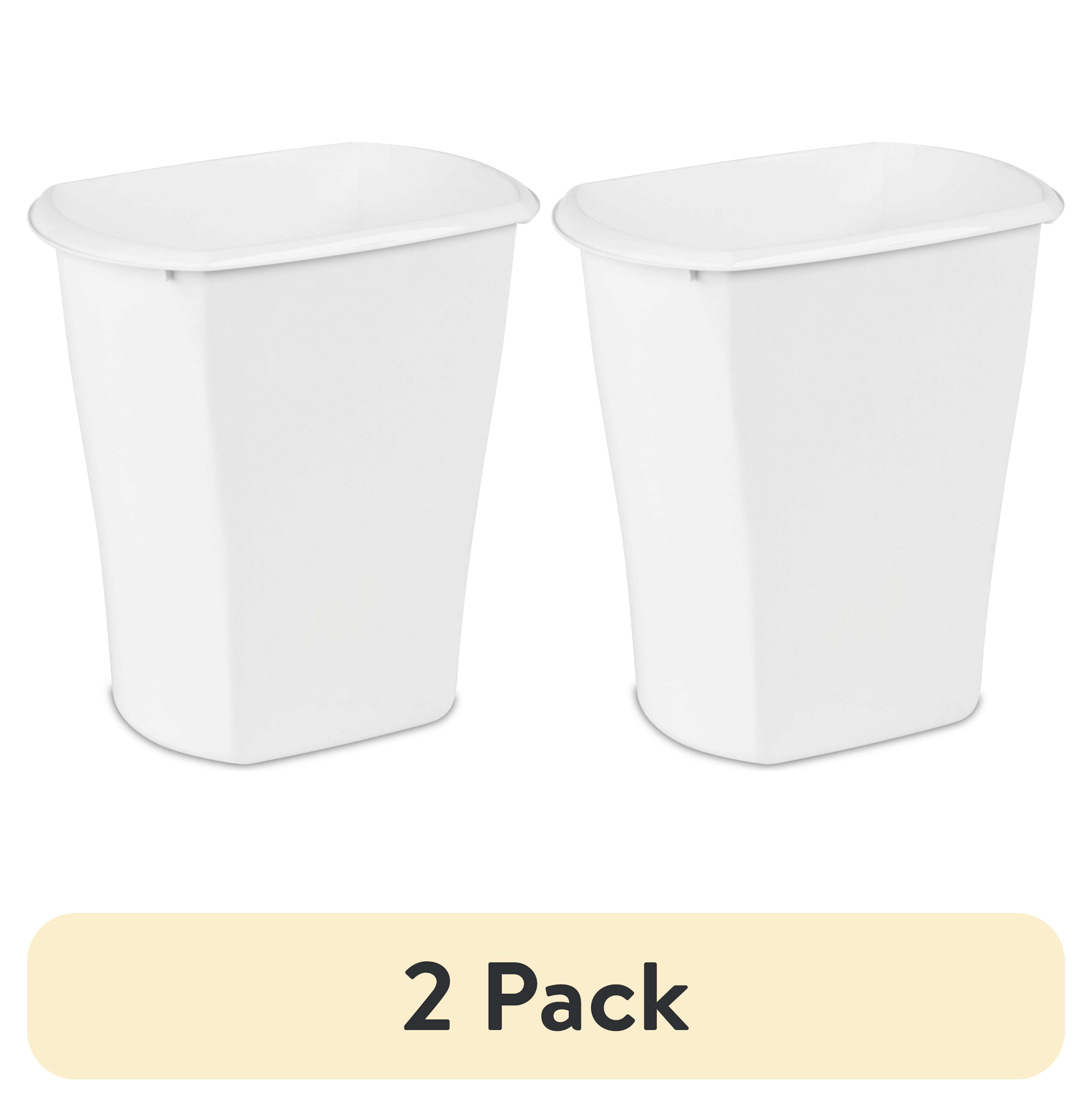 (2 pack) Sterilite 3 Gal. Rectangular Wastebasket Plastic, Bedroom, White - Walmart.com