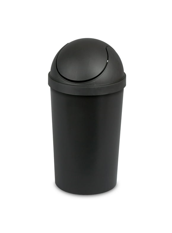 Sterilite 3 Gal. Round SwingTop Wastebasket Plastic, Black