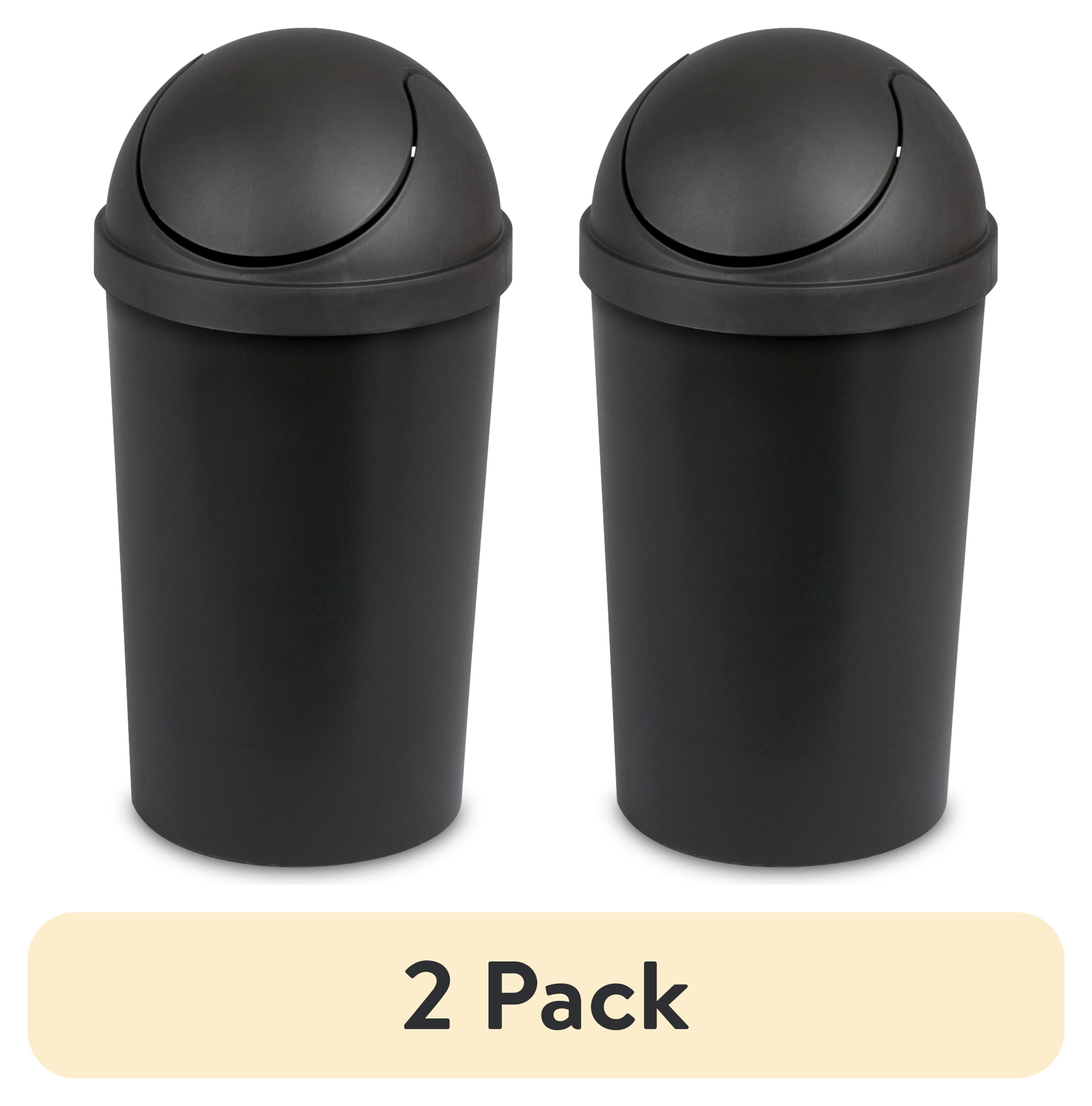 (2 pack) Sterilite 3 Gallon Trash Can, Plastic Round Swing Top Bathroom
