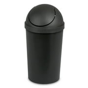 Sterilite Bathroom Trash Can, 3 Gallon Small Plastic Garbage Bucket Bin with Swing Top Lid, Black