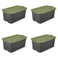 thumbnail image 1 of Sterilite Extra Large EZ Carry Storage Bin, 30 Gallon Plastic Storage Tote with Full-Grip Handles, Gray/Green, 4 Pack, 1 of 13