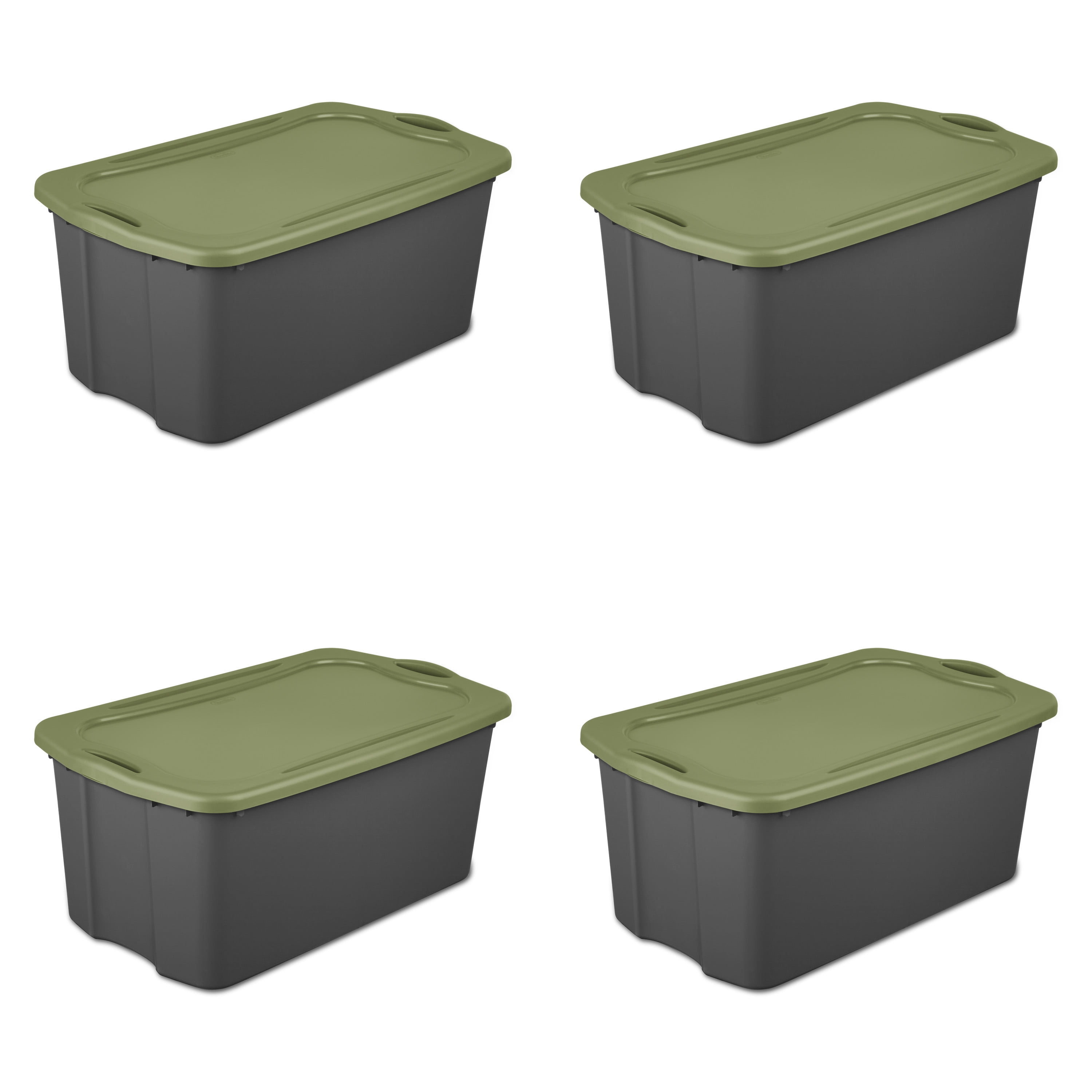 Sterilite 30 gal. EZ Carry Plastic, Flat Gray/Sage Legume, Set of 4