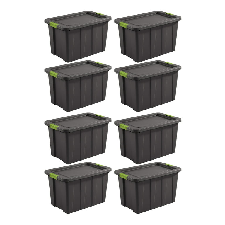 Sterilite 30 Gallon / 114 Liter Latching Tuff1 Tote / Flat Grey lid & base  with Soft Fern latches