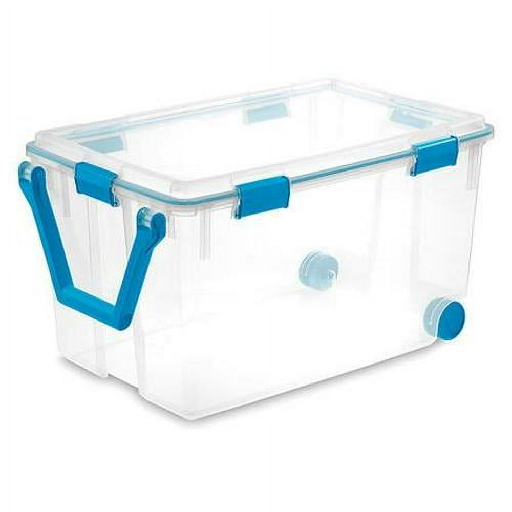 Sterilite 30 Gallon Clear Polypropylene Storage Tote, Blue