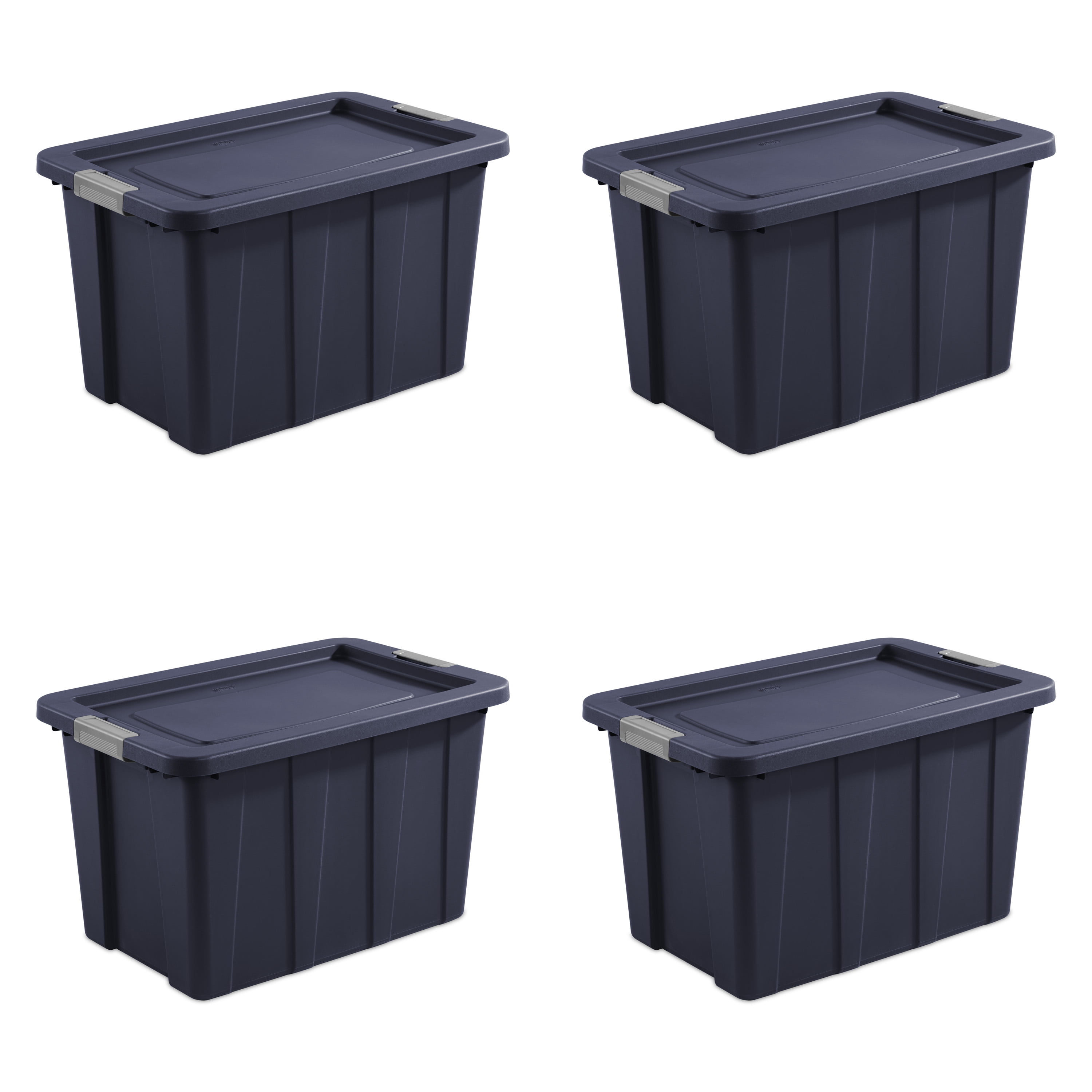 Sterilite 30 Gallon Tuff1 Storage Tote, Stackable Bin with Lid, Plastic  Container to Organize Garage, Basement, Attic, Gray Base and Lid, 4-Pack