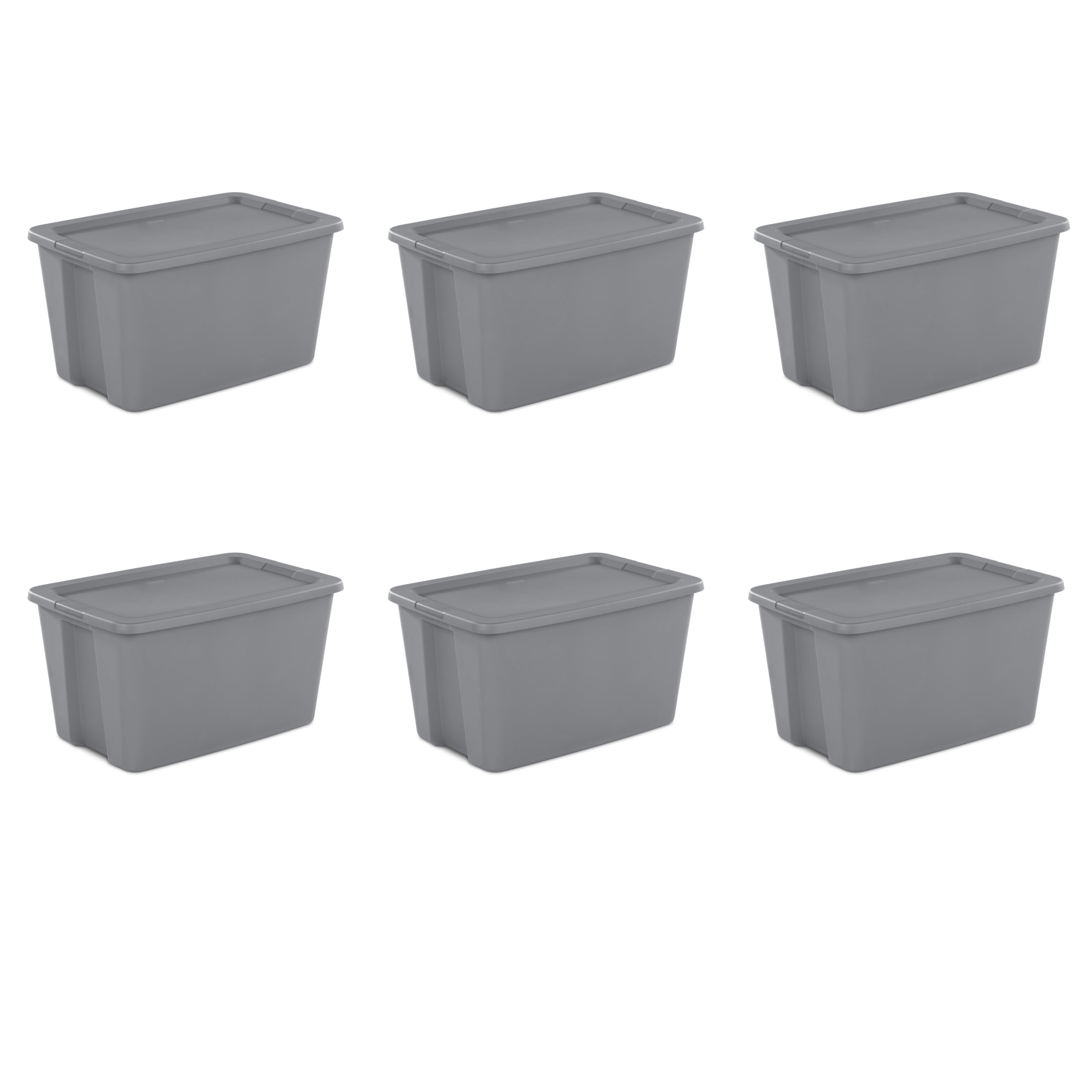 Sterilite 30 Gallon Tote, Plastic Storage Bin with Snap-on Lid, Gray, 6 Count - Walmart.com
