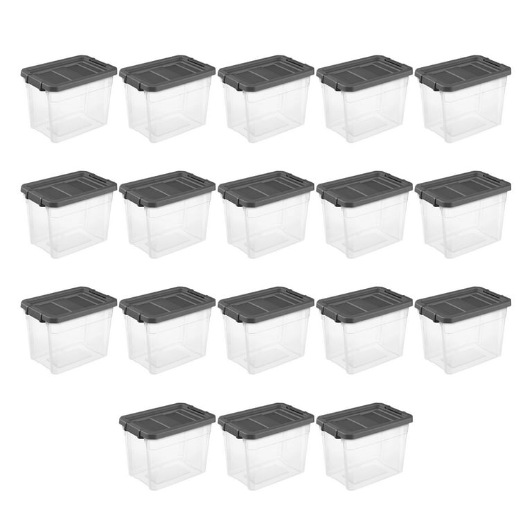 Sterilite 30 Qt Clear Plastic Storage Container Bin w/ Latch Lid, 18 Pack