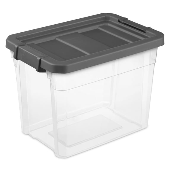 Sterilite 30 Qt Clear Plastic Storage Container Bin w/ Latch Lid, 18 Pack