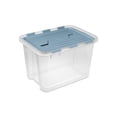 thumbnail image 1 of Sterilite 30 Qt Hinged Lid Storage Box, Plastic Container, Washed Blue, 18 Pack, 1 of 9