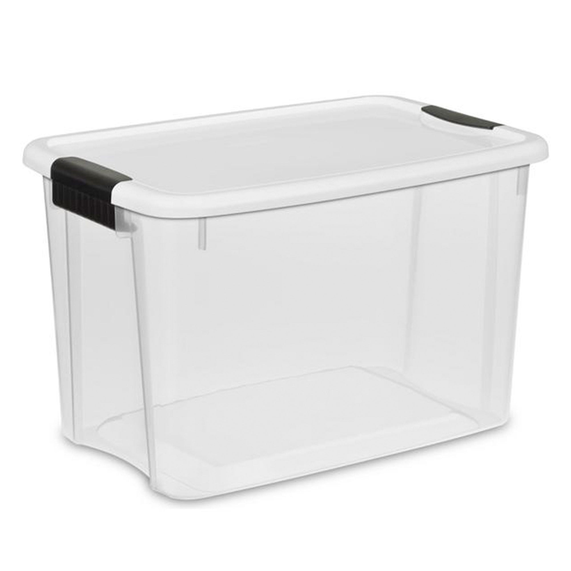 Sterilite 30 Quart Clear Plastic Storage Bin with White Latch Lid, 30