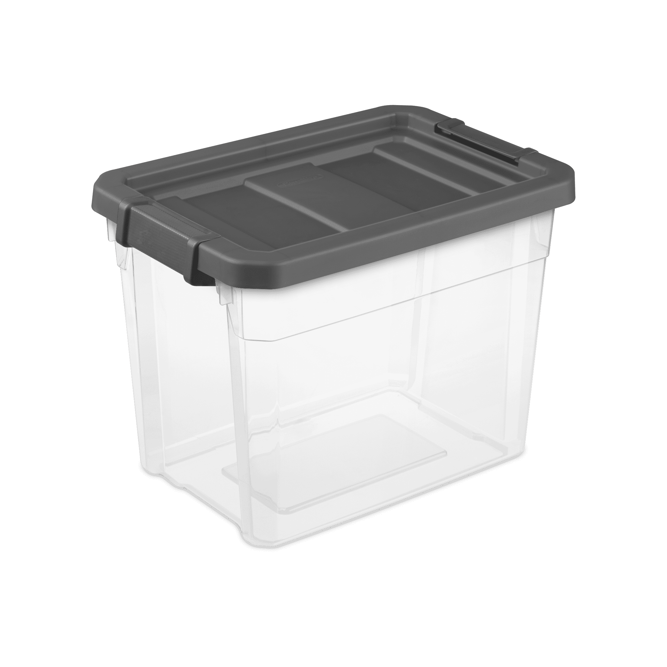 30 Quart Clear Plastic Stackable Storage Bins with Gray Lids, 6-Pack