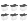 thumbnail image 1 of Sterilite Stackable Storage Bin, 30 Quart Durable Clear Plastic Storage Container with Latch Lid, Dark Gray, 6 Pack, 1 of 13