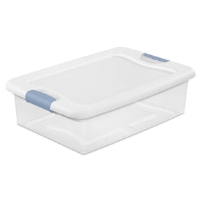 Sterilite Stackable Latching Storage Box - Clear Plastic with Lid - 24 Pack, 32 Quart