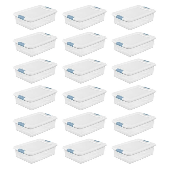 Sterilite 32 Quart Clear Stackable Latching Storage Box Containers, 18 Pack