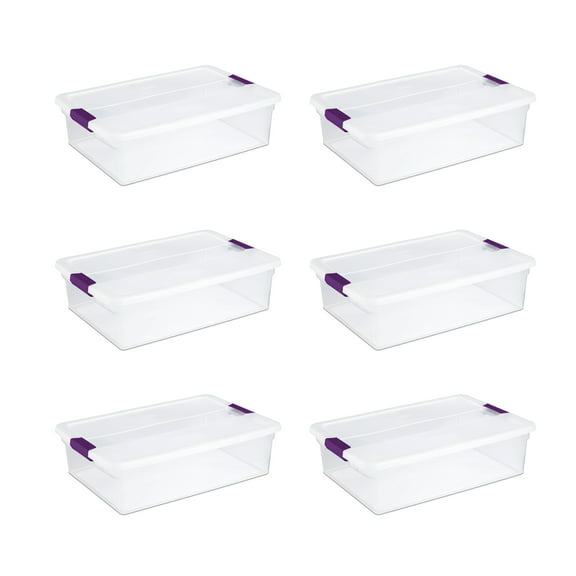 Sterilite 32 Quart Clear View Storage Container Tote with Lid, (6 Pack)