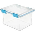 thumbnail image 1 of Sterilite Gasket Box, 32 Quart Clear Weather-Resistant Plastic File Storage Bin with Gasket Seal and Latch Lid, Blue, 1 of 14