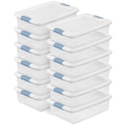 Sterilite Plastic Storage Bins Latching - Stackable with Lid - 12 Pack, 32 Quart