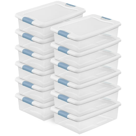 Sterilite 32 Quart Plastic Stackable Latching Storage Container (12 Pack)