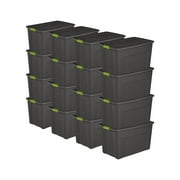 Sterilite 35 Gallon Storage Tote Box with Latching Container Lid, (16 Pack)
