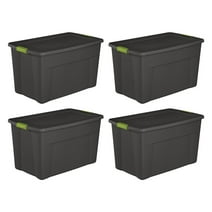 Sterilite 35 Gallon Storage Tote Box with Latching Container Lid, (4 Pack)