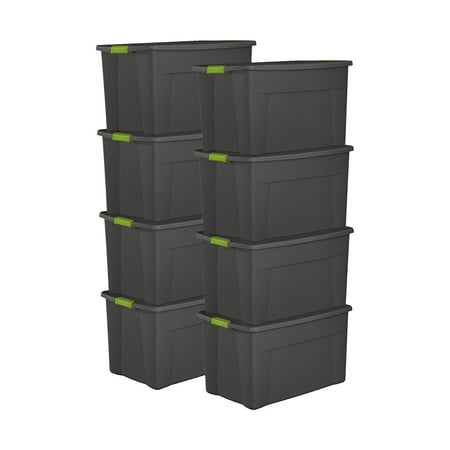 Sterilite 35 Gallon Storage Tote Box with Latching Container Lid, (8 Pack)