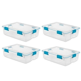 40 Quart Hefty® Hi-Rise™ Clear Storage Bin with Blue Lid - 24.04 L x 16.81  W x 7.8 Hgt.