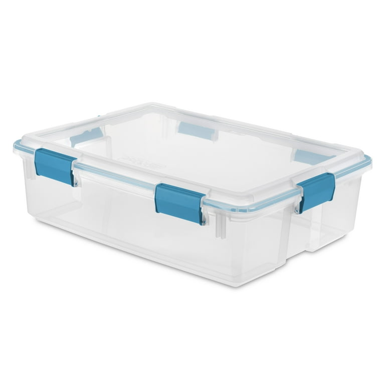Wholesale Sterilite 32qt Blue Latched Gasket Box CLEARwAQUARIUM BLUE
