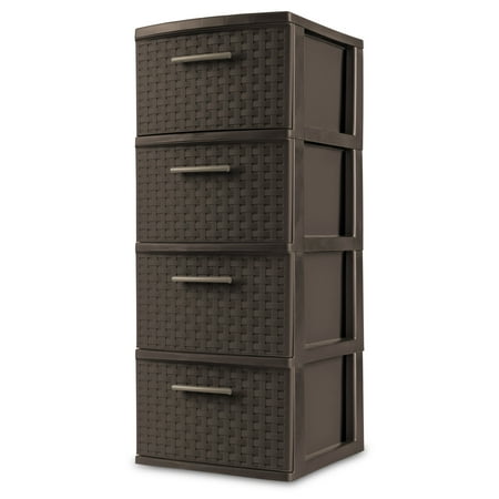 product image of Sterilite 4 Drawer Weave Tower Plastic, Espresso