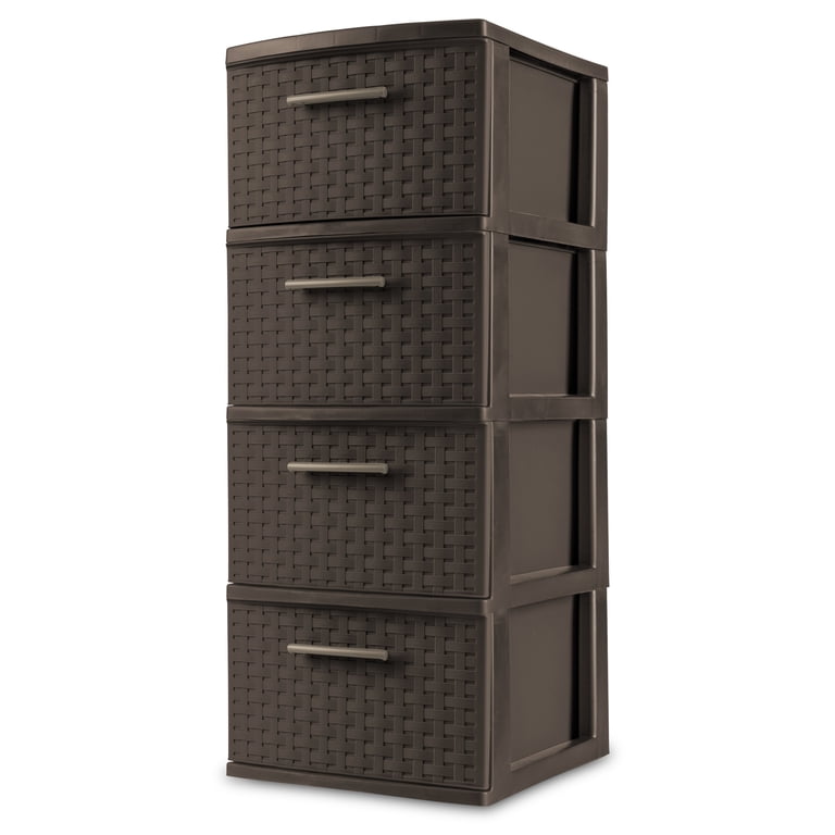 Sterilite 4 Drawer Weave Tower Plastic Storage Espresso, Durable
