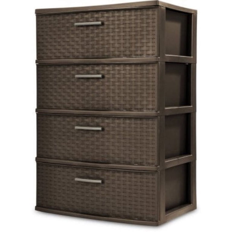Unbranded, Storage Tower, 4 Drawer Wide Weave Tower, Espresso