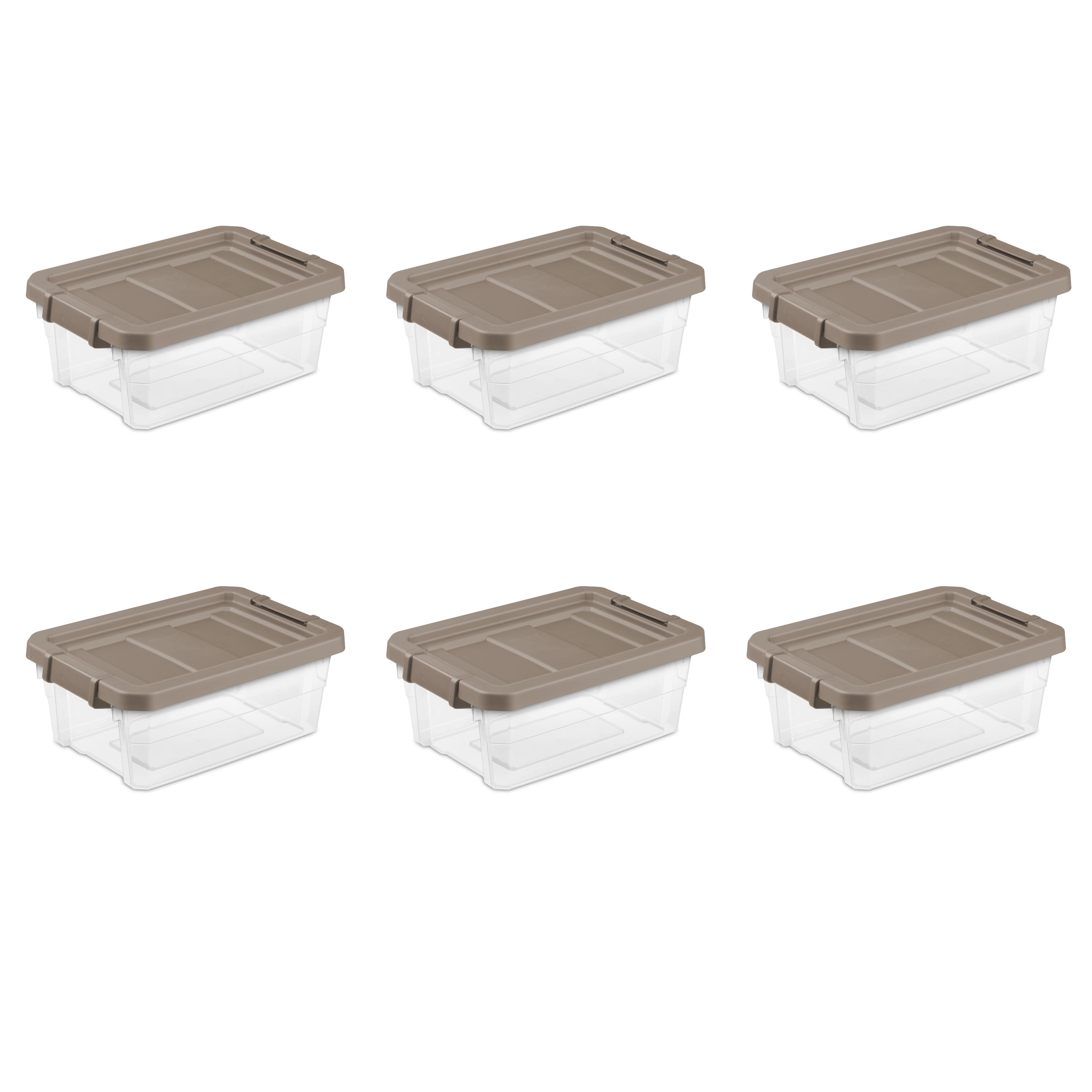 Sterilite 16 Quart Stacker Plastic Storage Box, Brown, 6 Pack