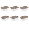 thumbnail image 1 of Sterilite 16 Quart Stacker Plastic Storage Box, Brown, 6 Pack, 1 of 14