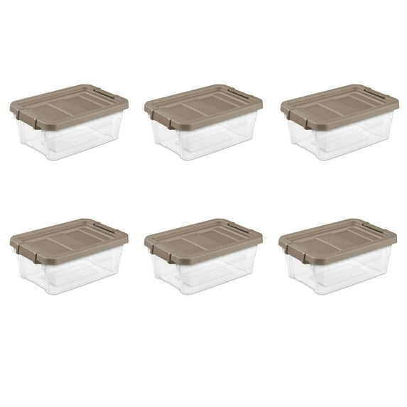 Sterilite 16 Quart Stacker Plastic Storage Box, Brown, 6 Pack