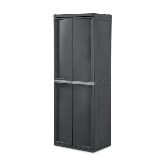 Sterilite 4 Shelf Cabinet Plastic, Flat Gray
