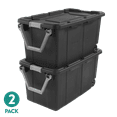 thumbnail image 1 of Sterilite Extra Large Wheeled Industrial Storage Bin, 40 Gallon Rugged Plastic Storage Tote with Latch Lid and Pull Handle, Dark Gray, 2 Pack, 1 of 10