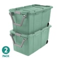thumbnail image 1 of Sterilite Extra-Large Wheeled Industrial Storage Bin, 40 Gallon Durable Plastic Storage Tote with Latching Lid and Pull Handle, Green, 2 Pack, 1 of 10