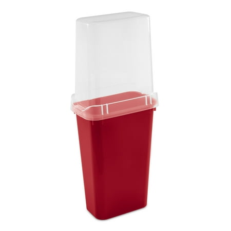 Sterilite 40 Inch Plastic Vertical Christmas Wrapping Paper Storage Container With Lid, Red