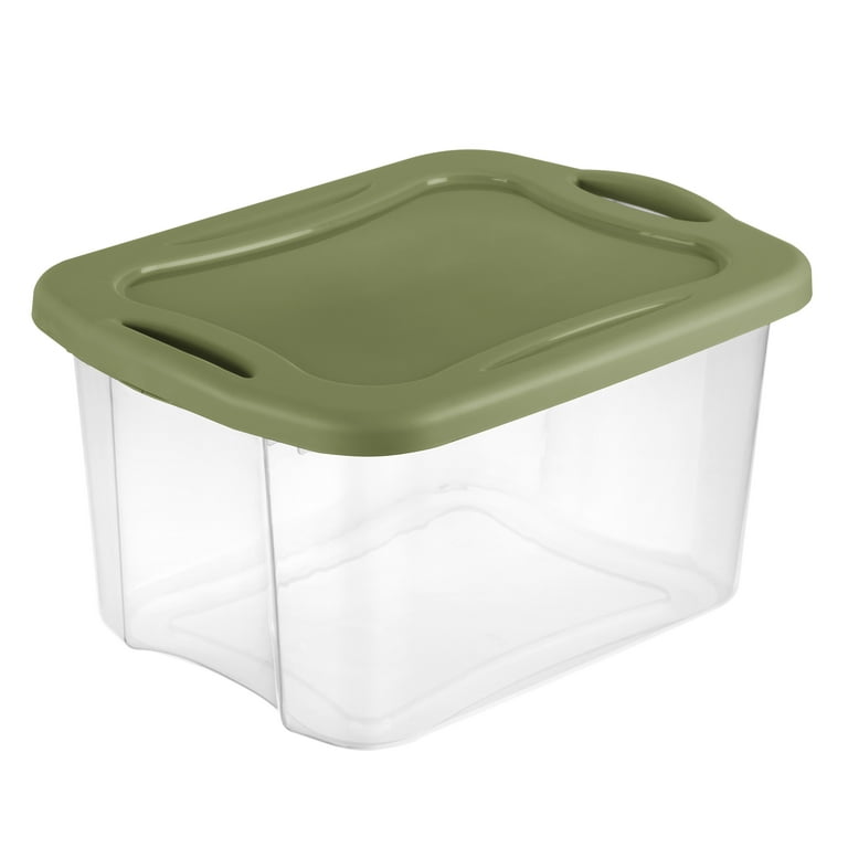 Plastic storage box with lid and handle outlet