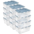 thumbnail image 1 of Sterilite 40 Qt Hinged Lid Storage Box, Plastic Container, Washed Blue, 12 Pack, 1 of 10