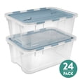 thumbnail image 1 of Sterilite 40 Qt Hinged Lid Storage Box, Plastic Container, Washed Blue, 24 Pack, 1 of 9