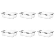 Sterilite 40 Quart HingeLID Clear Storage Box with Latch Lid & Comfort Grip, Dark Gray, Pack of 6