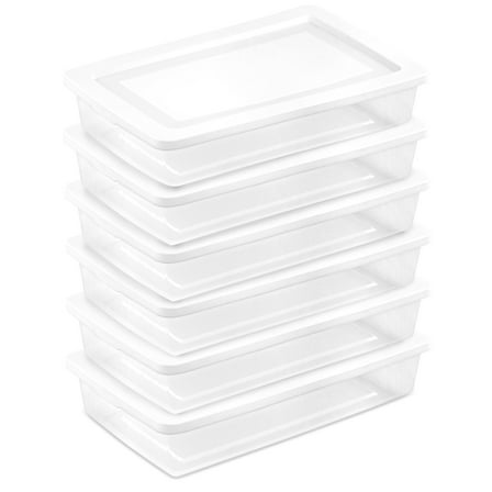 Sterilite 41 Qt Storage Box, Stackable Plastic Container, Home Organizer, White, 6 Pack