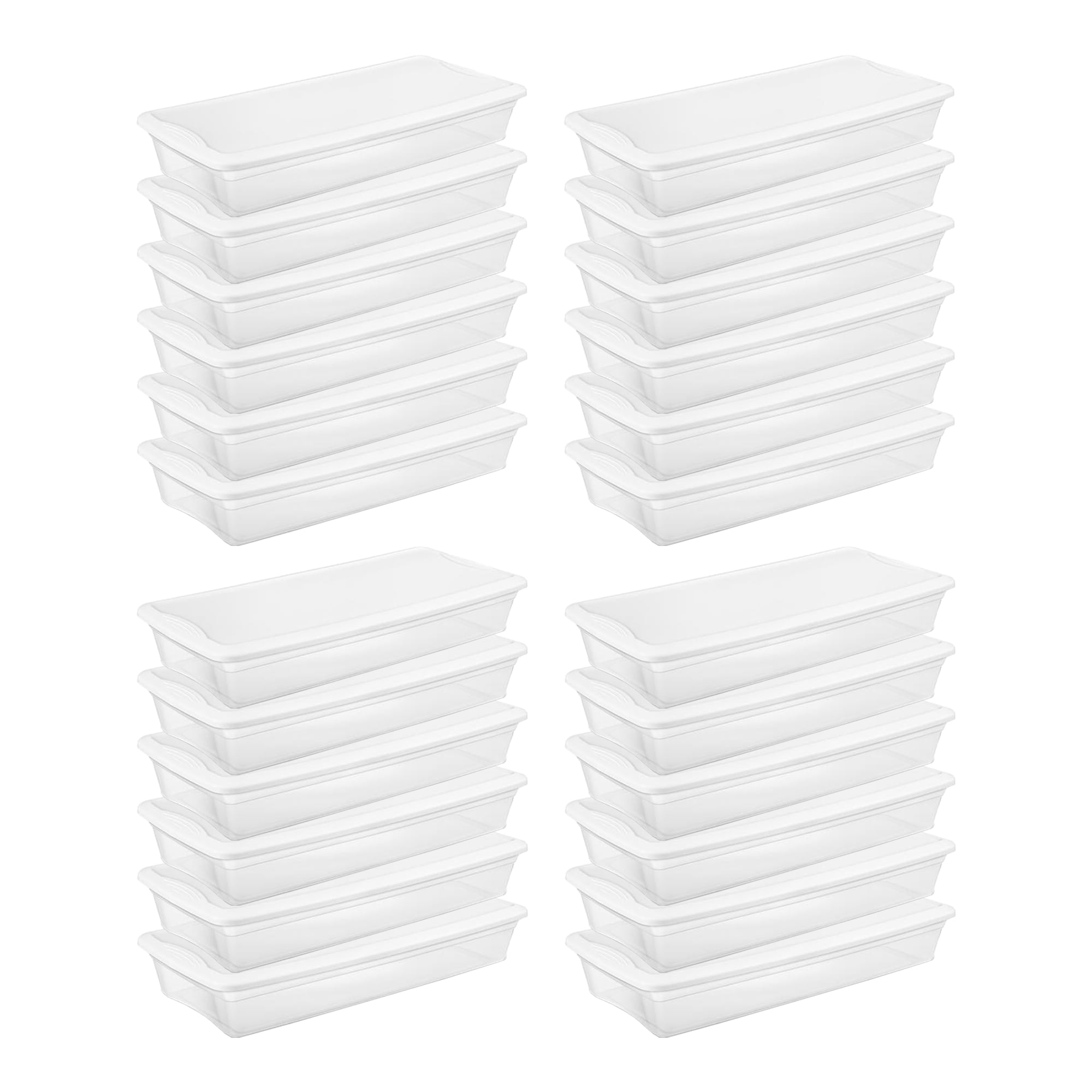 Sterilite 41 Quart Lightweight Under Bed Storage Box Container, 24 Pack